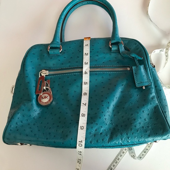 Michael Kors Joan Leather Turquoise Satchel - Picture 5 of 11